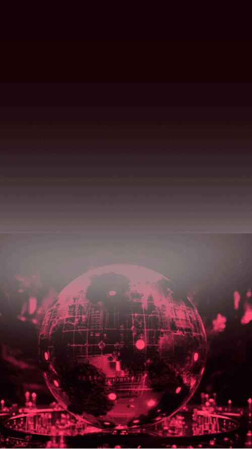 Illustration of Earth in red with lights on the background