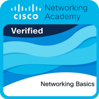certificate of completion badge for cisco networking basics for cybersecurity