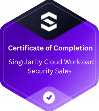 certificate of completion badge for sentinelone singularity cloud workload for cybersecurity
