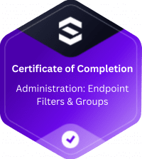 certificate of completion badge for sentinelone Admin endpoint, filter and group for cybersecurity
